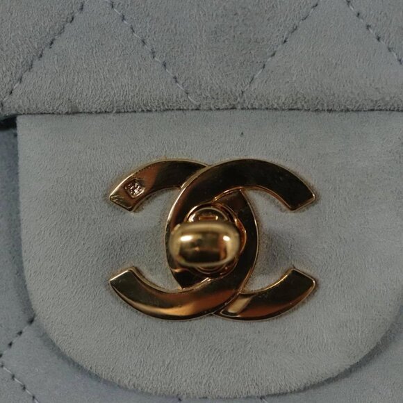 CHANEL Matelasse Chain Shoulder Bag Suede Light Blue Gold CC Auth 106433AV - Picture 14 of 16